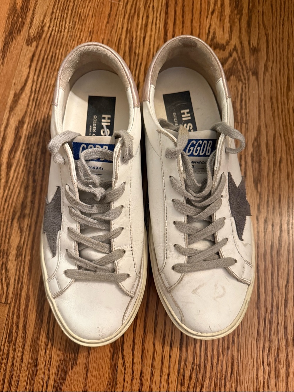 Golden Goose Hi Star Platform Sneakers White Gray Suede Star EU 38 US 8